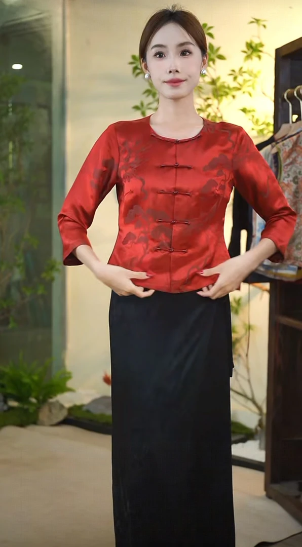 玉家人《曼红》桑蚕丝傣族服装改良服饰中国风民族风