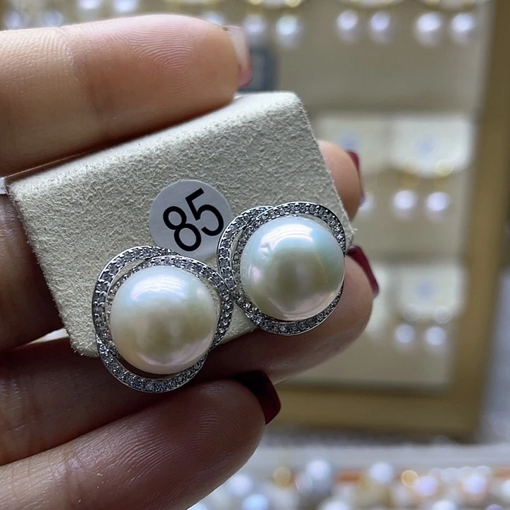 淡水珍珠耳饰银S925镶嵌