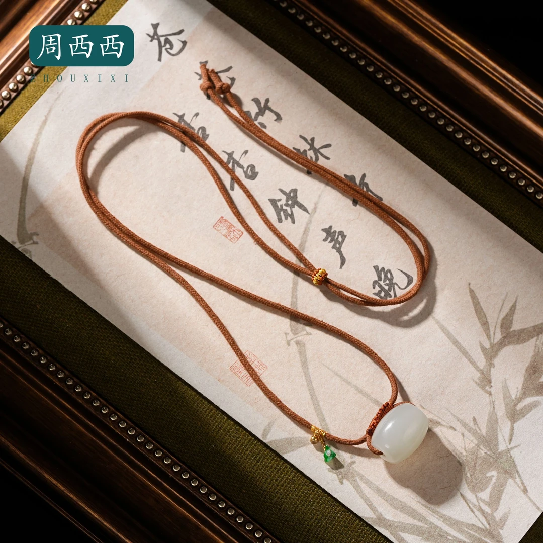 周西西珠宝18k白玉桶珠项链长1.6宽1.3高1.3百搭多样性发货18492