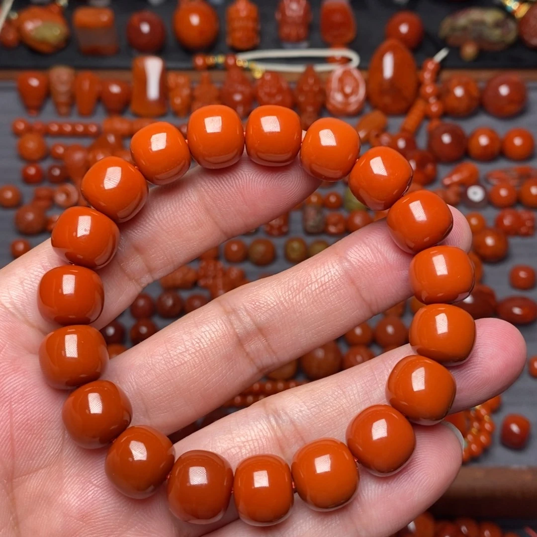 南红玛瑙南红未镶嵌精工满肉手串11.5尺寸