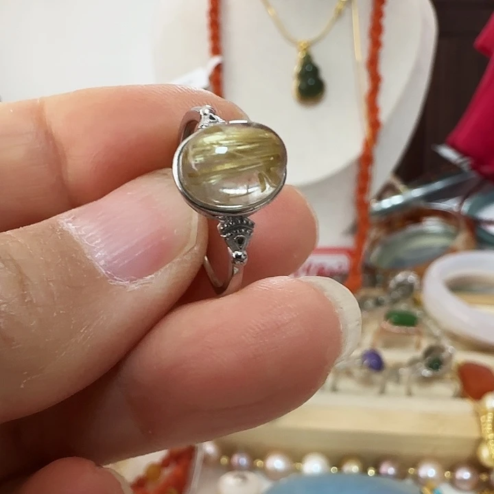 乐***园发晶银S925镶嵌戒指发晶戒指有结构