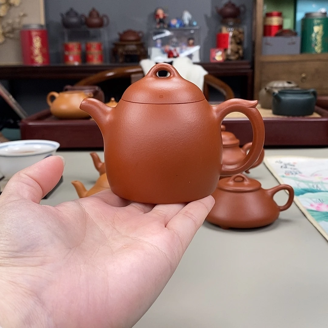 紫砂茶壶生砂朱泥秦权半手170cc