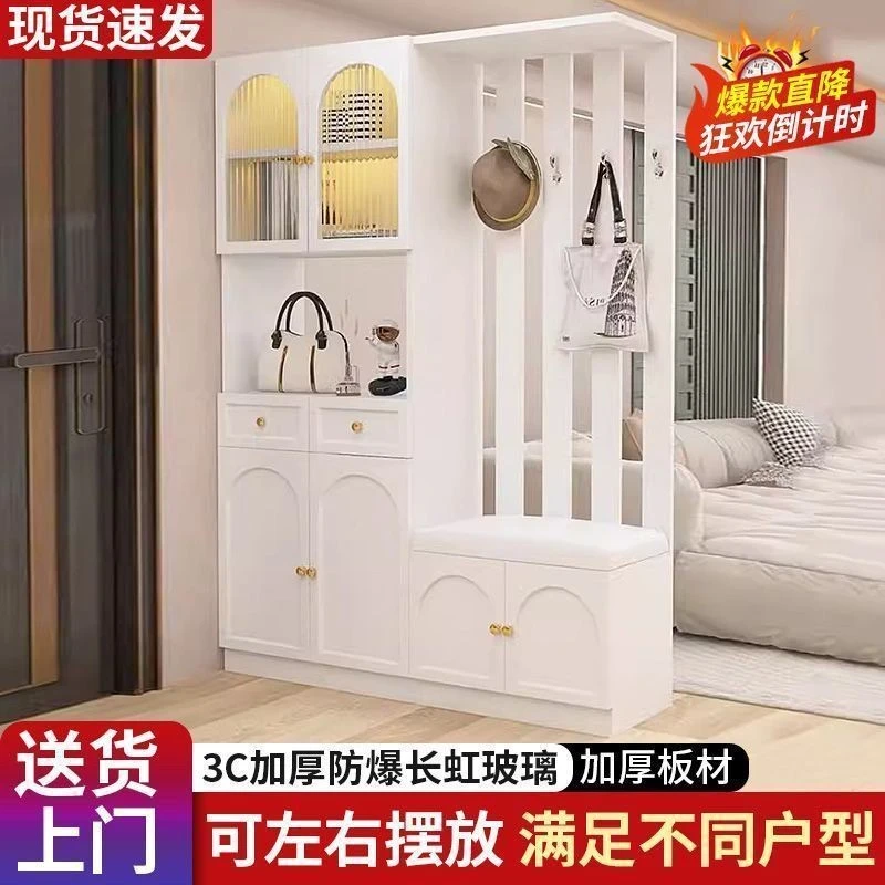新疆西藏包邮轻奢酒柜玄关柜鞋柜现代简约进门间厅一体靠橡木柜子