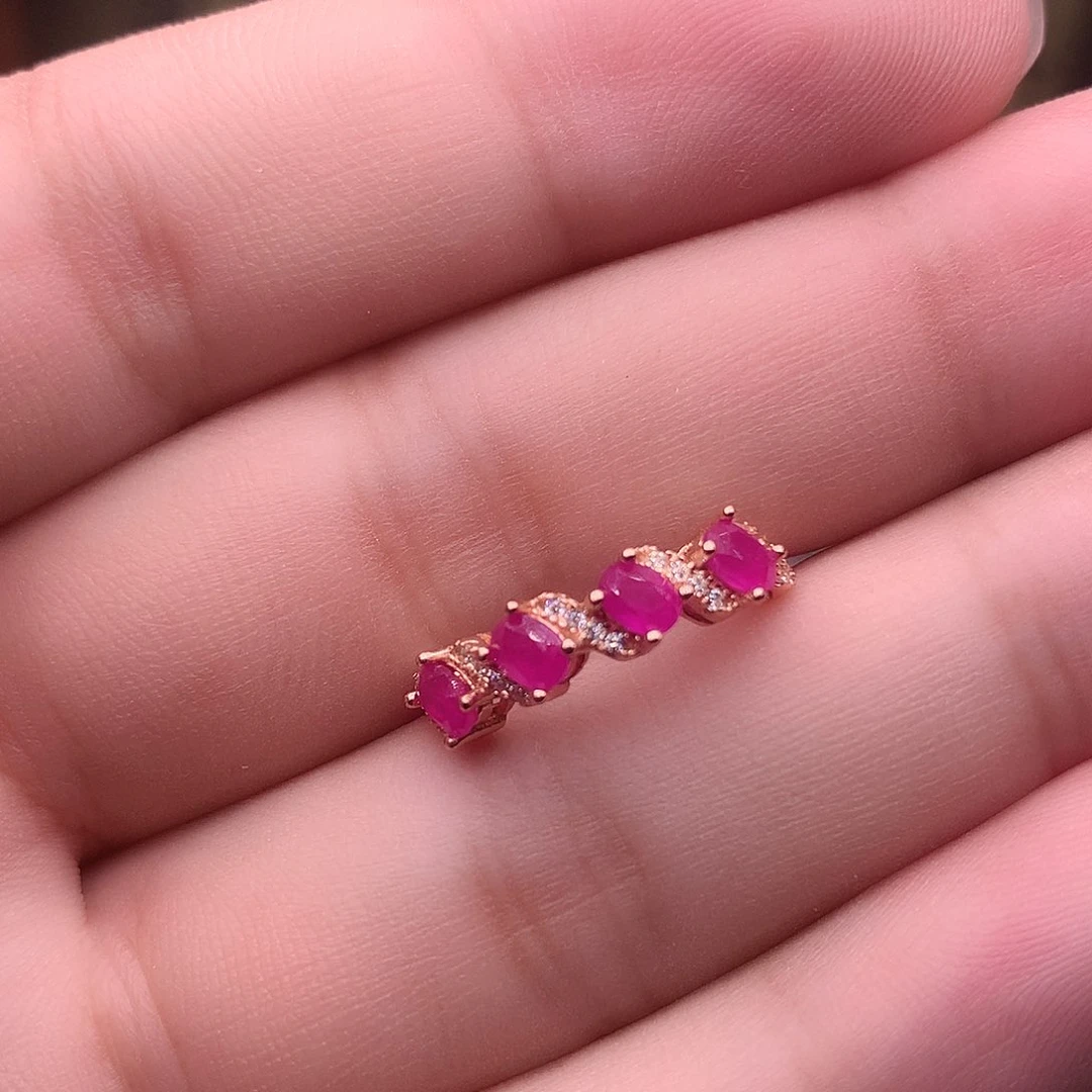 红宝石戒指银S925镶嵌