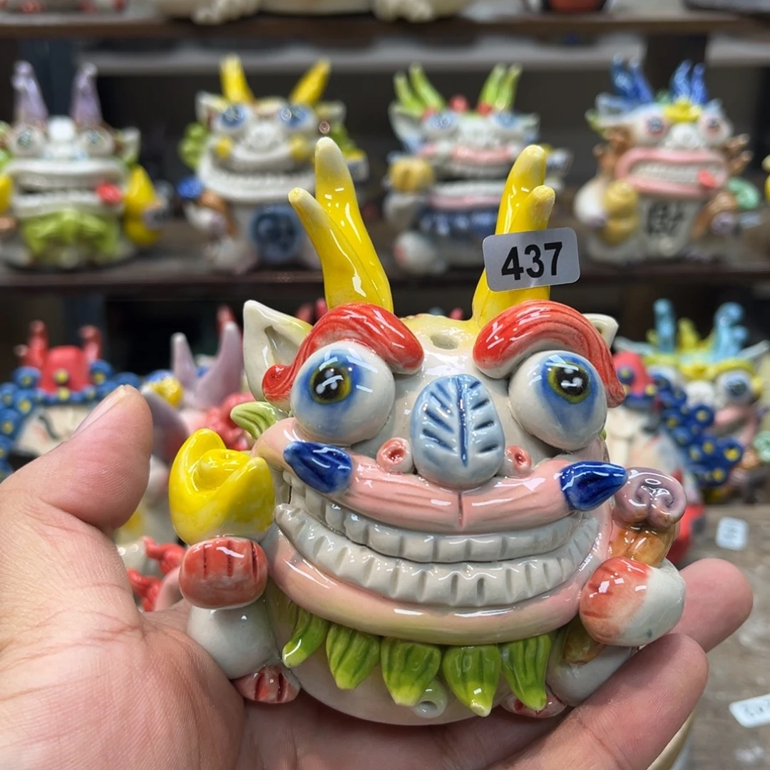 摆件直播纯手工抽象陶瓷摆件437