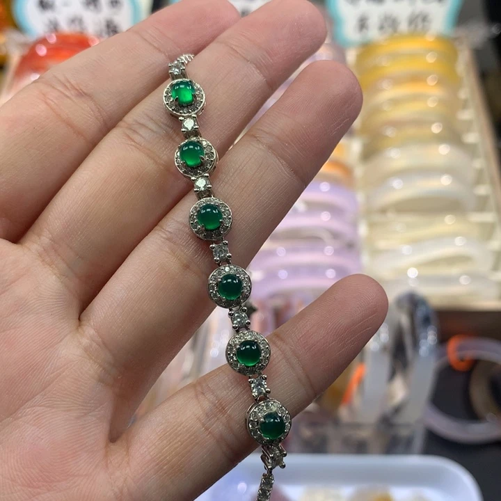 玛瑙/玉髓银S925镶嵌手链