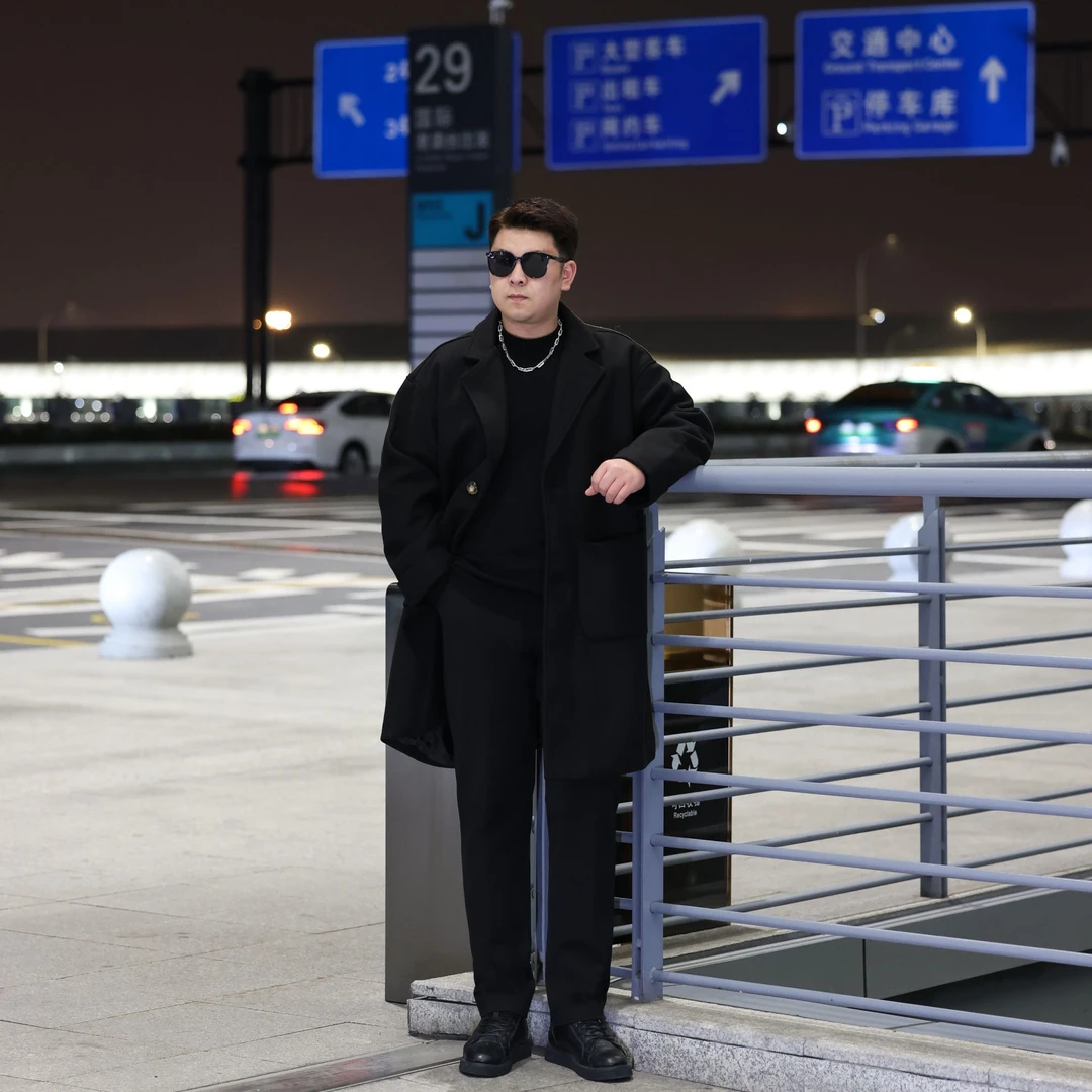 2025早春毛呢中长款风衣男士轻熟风大衣外套潮流大码毛呢上衣F101