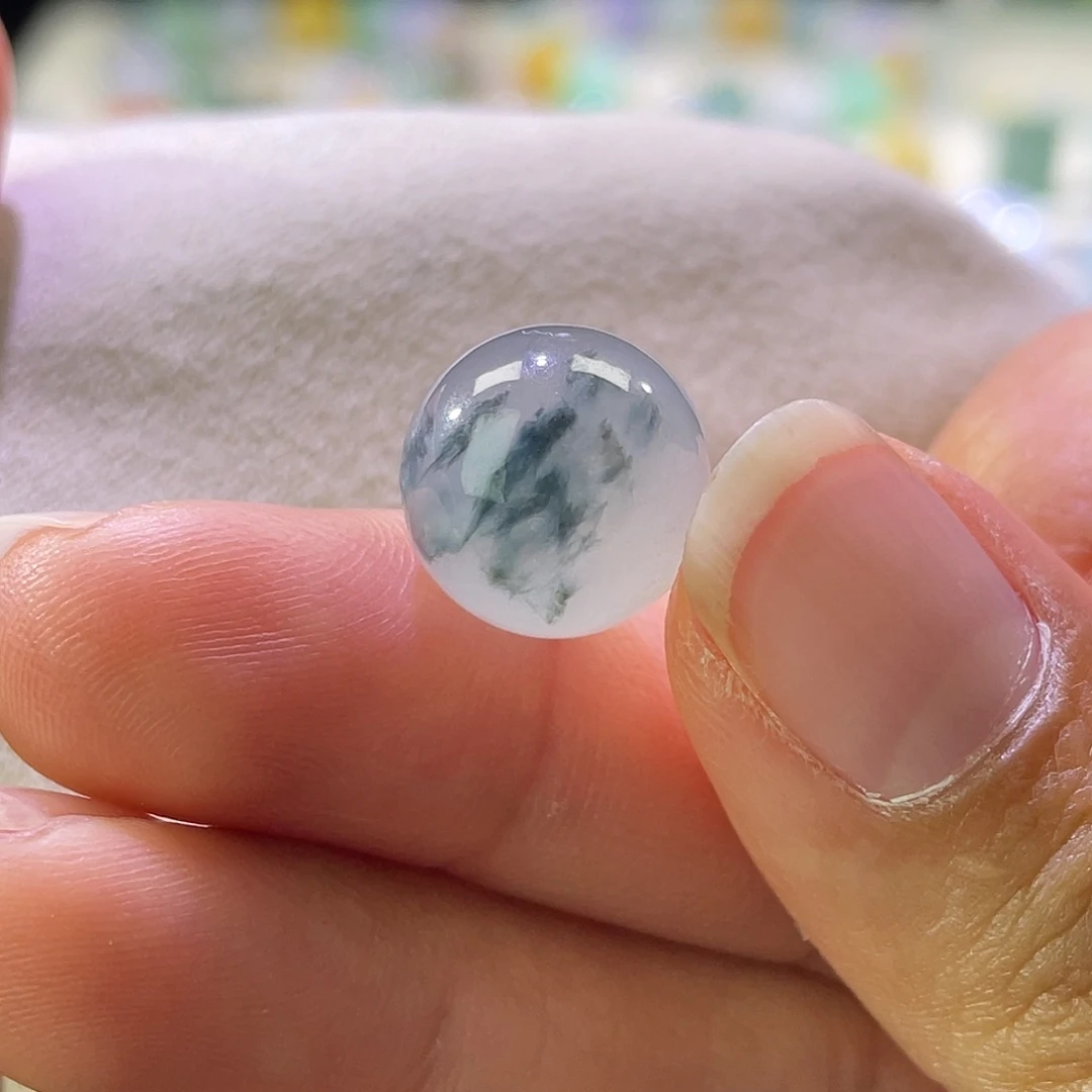 散珠翡翠展示勿拍缅甸翡翠a货卡12水墨画