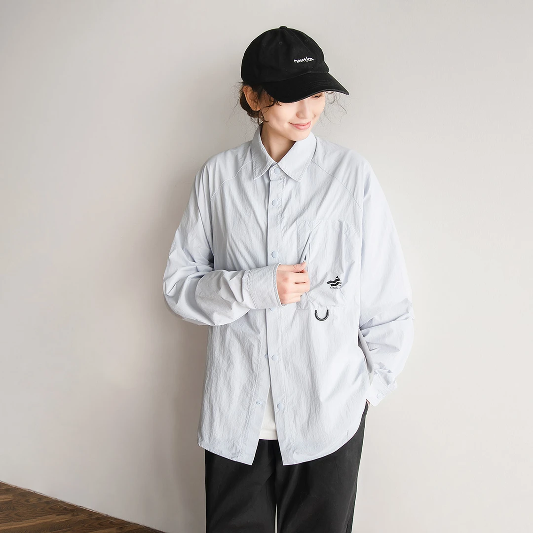 苏打汽水工作室夏季新款UPF50+防晒凉感长袖衬衫情侣青春休闲衬衣