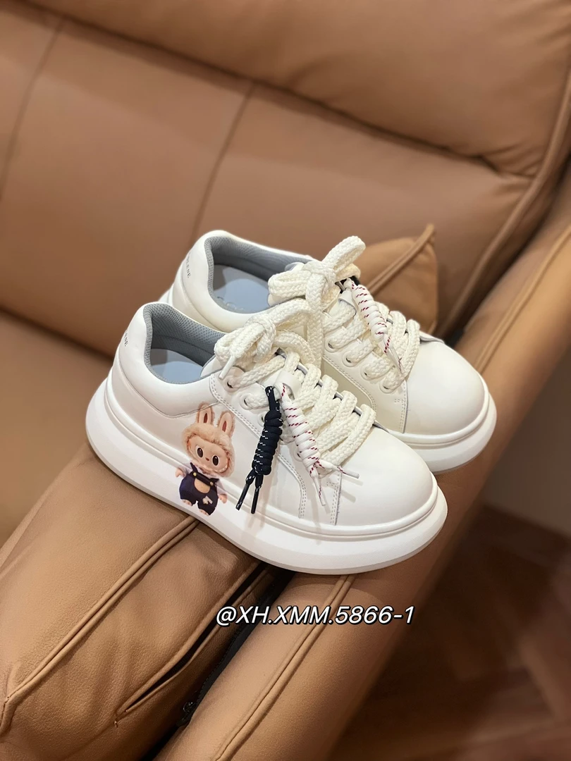 5866-1女鞋5厘米厚底松糕底板鞋中跟运动休闲鞋子系带小白单鞋