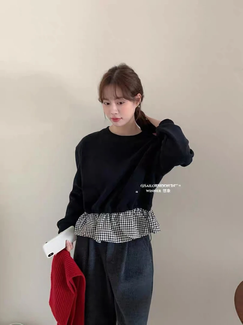 想象@713 韩系慵懒风假两件卫衣 1-5