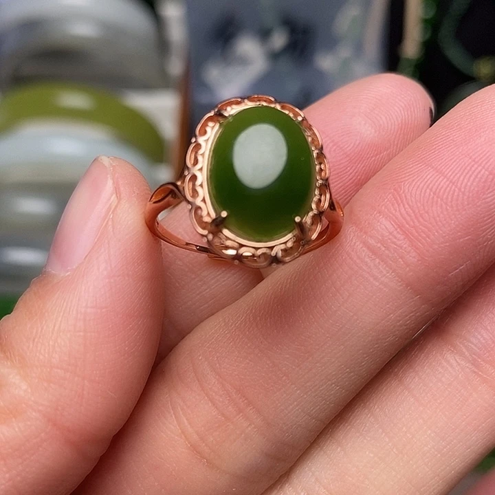 和田玉银S925镶嵌戒指