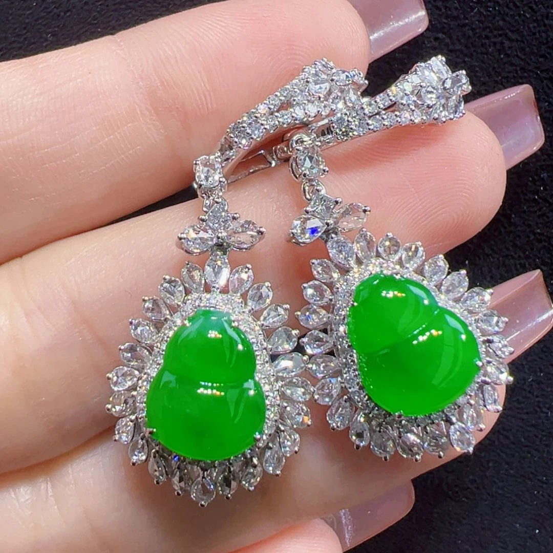 翡翠耳饰18K金镶嵌耳坠