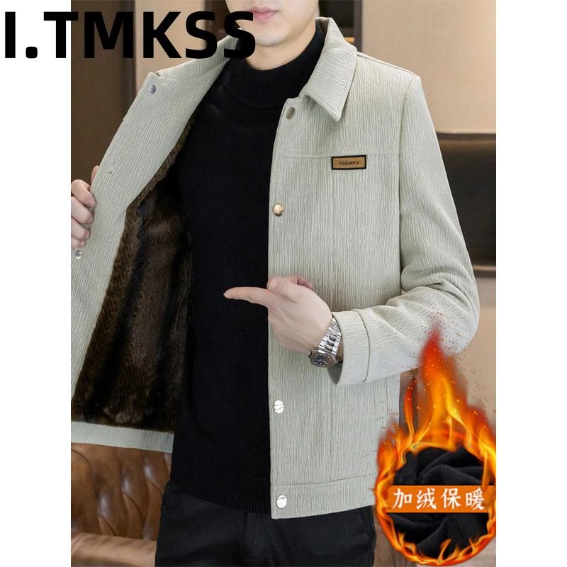 2026冬季新款翻领夹克男士加绒加厚保暖韩版休闲高级感短款外套潮
