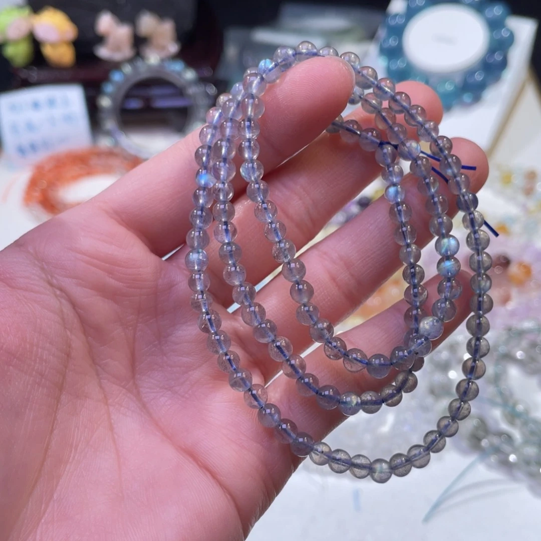 未镶嵌手链水晶强光灰月三圈4+