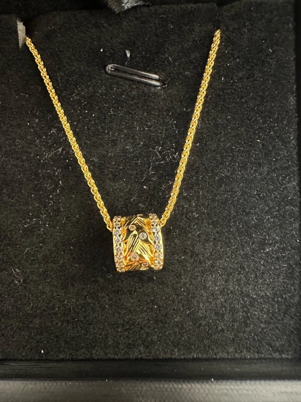 铜合金项链 金色点钻麦穗路路通项链