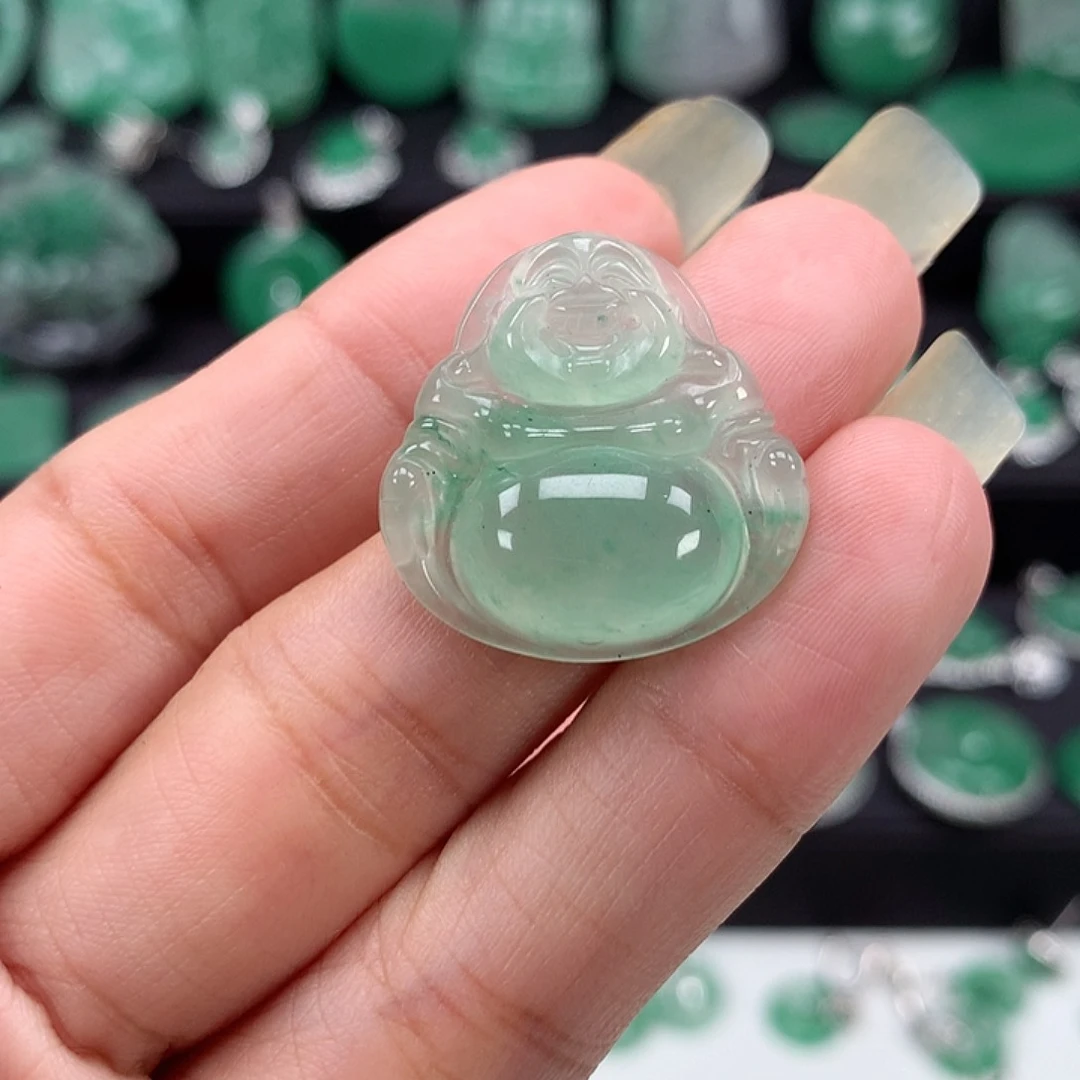 银S925镶嵌吊坠石英质玉（非洲翠）