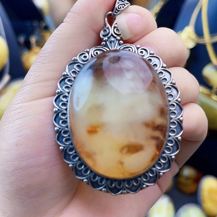 琥珀银S925镶嵌裸石