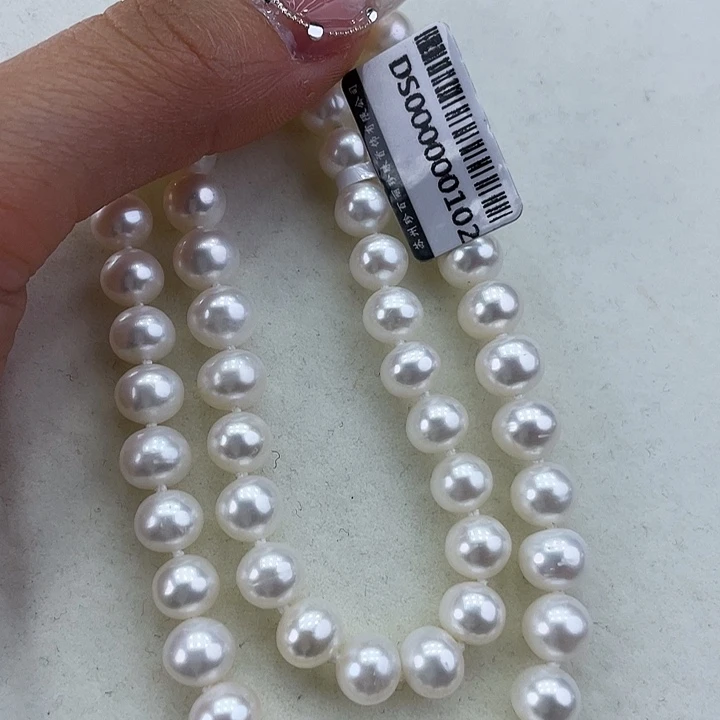淡水珍珠颈饰银S925镶嵌➕7.8冷白