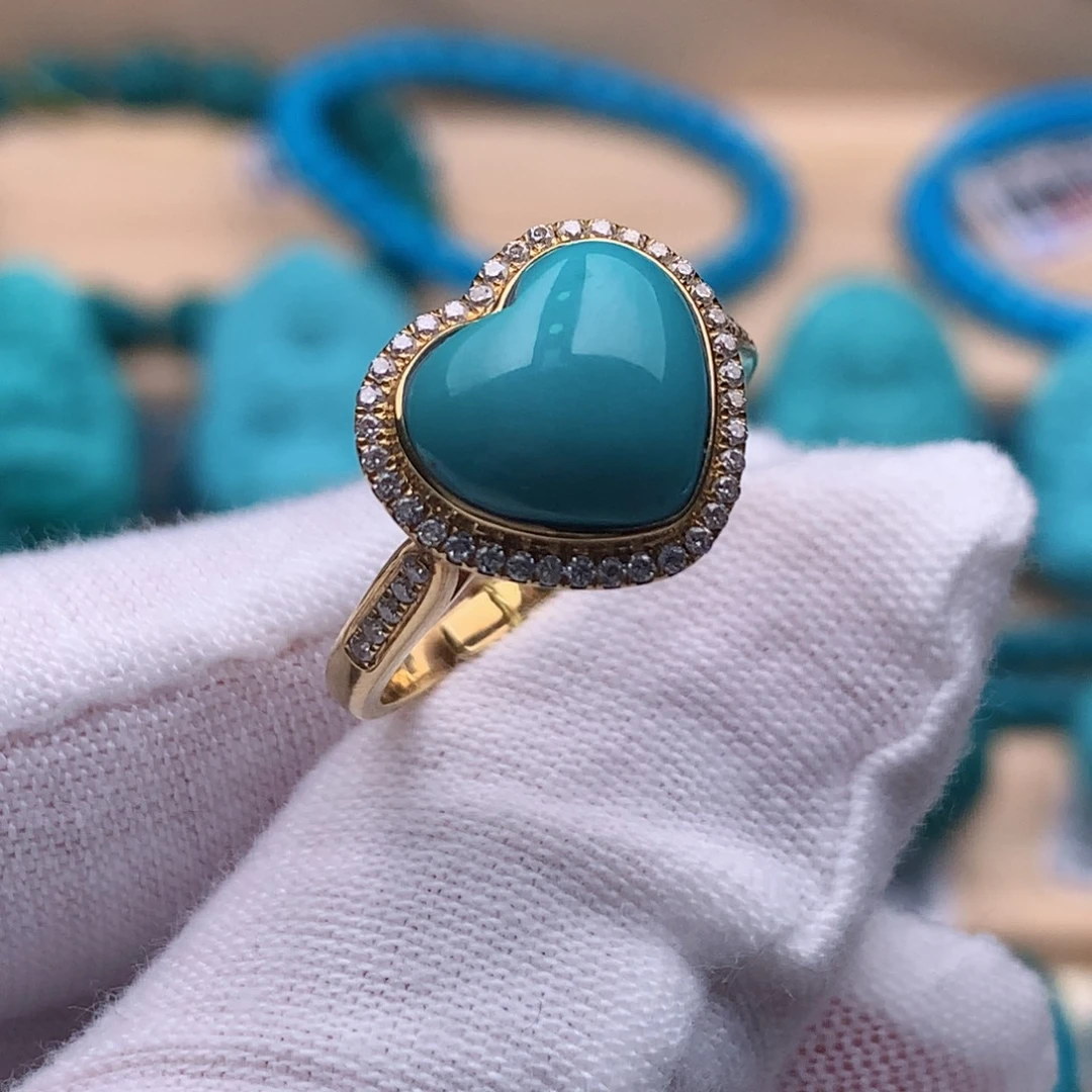 绿松石18K金镶嵌珠宝奇石