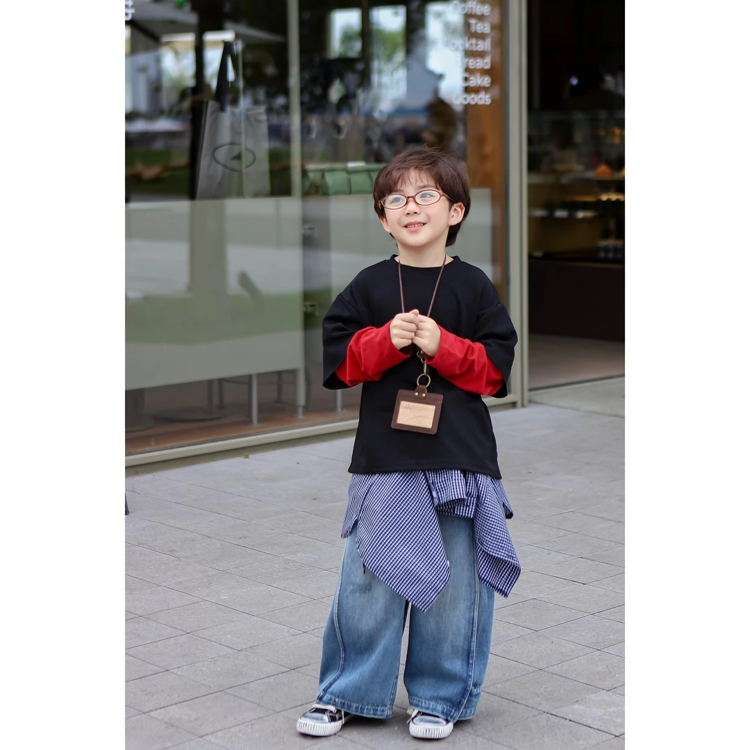 【现货】伟伟同款【自成焦点】2025秋季新品假两件t恤长袖儿童WW0858