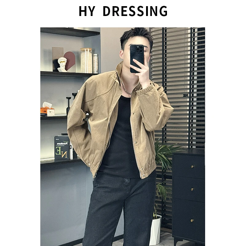 【HY穿搭】秋季巴恩风工装休闲时尚夹克潮流立领美式复古短款外套