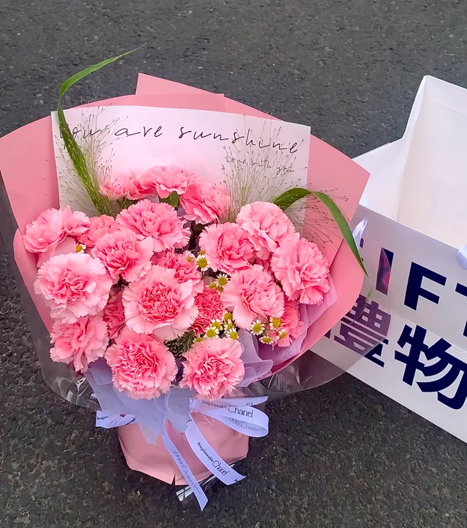 云南直发粉色单头康乃馨鲜花家用插花美观 粉钻单头康乃馨