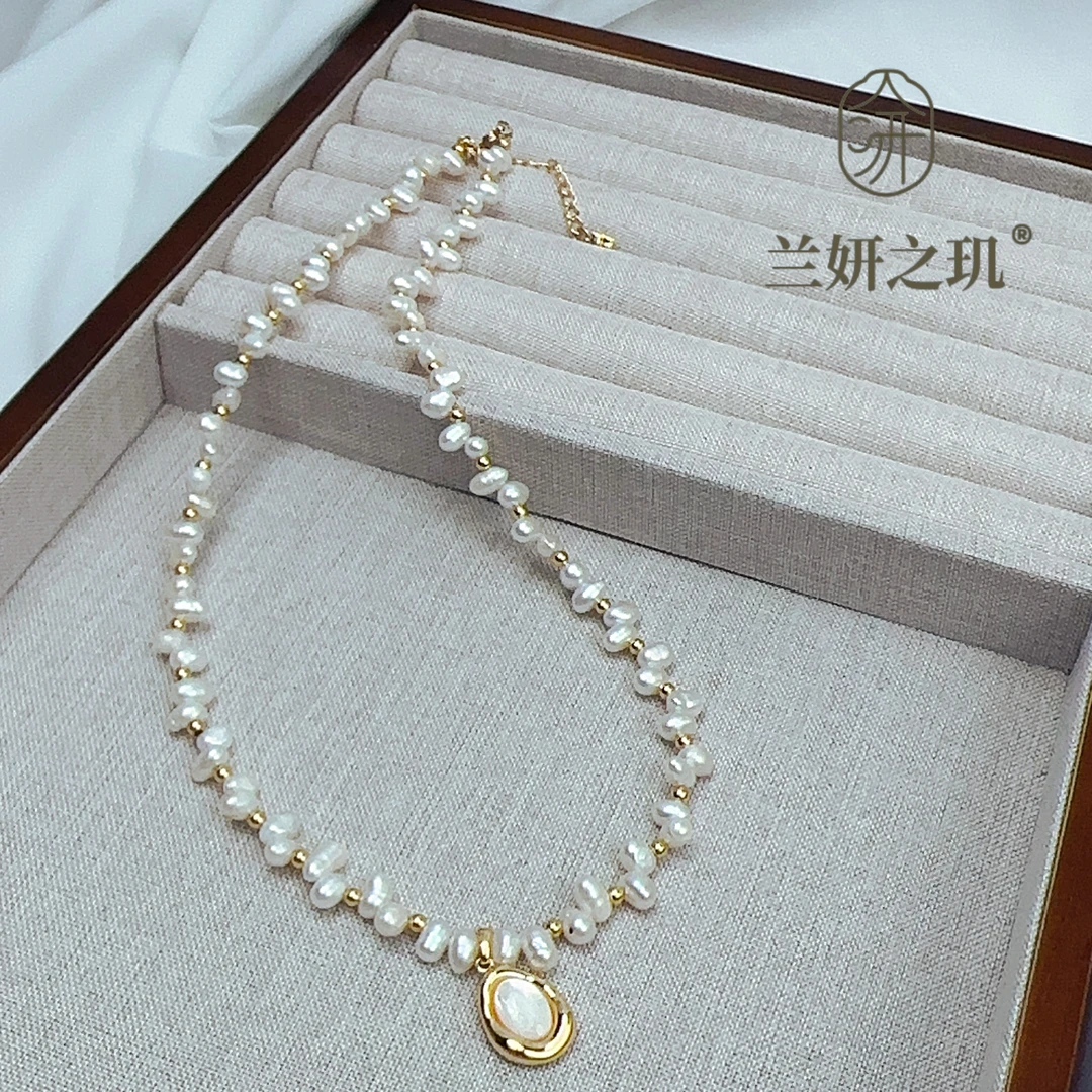 淡水珍珠 不规则异形珍珠项链 时尚高端气质颈链  8891