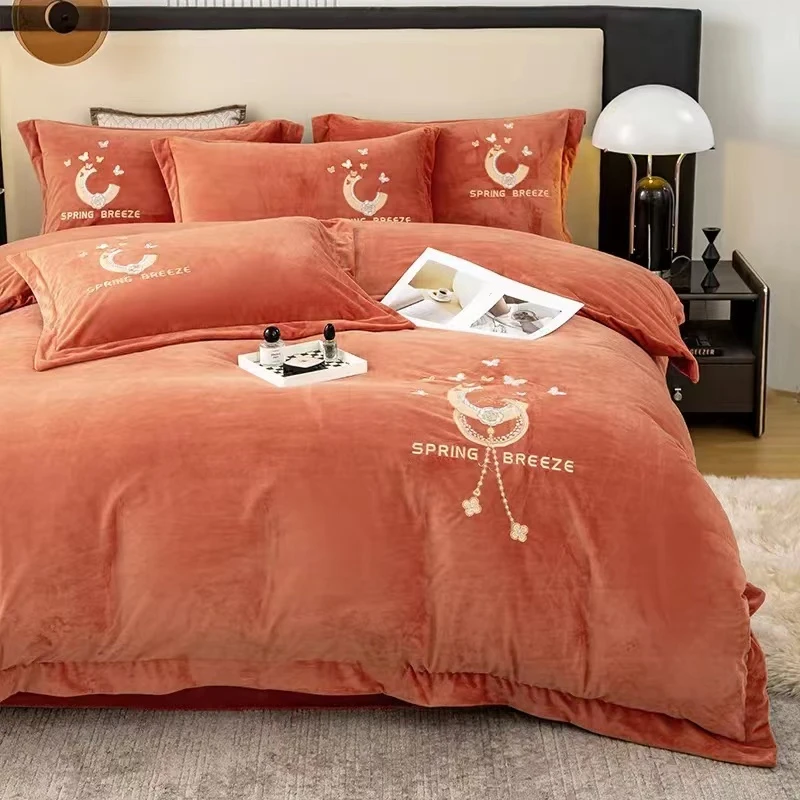 BOQIMENG/帛绮梦奢华高端 刺绣婴儿绒四件套冬季加厚保暖