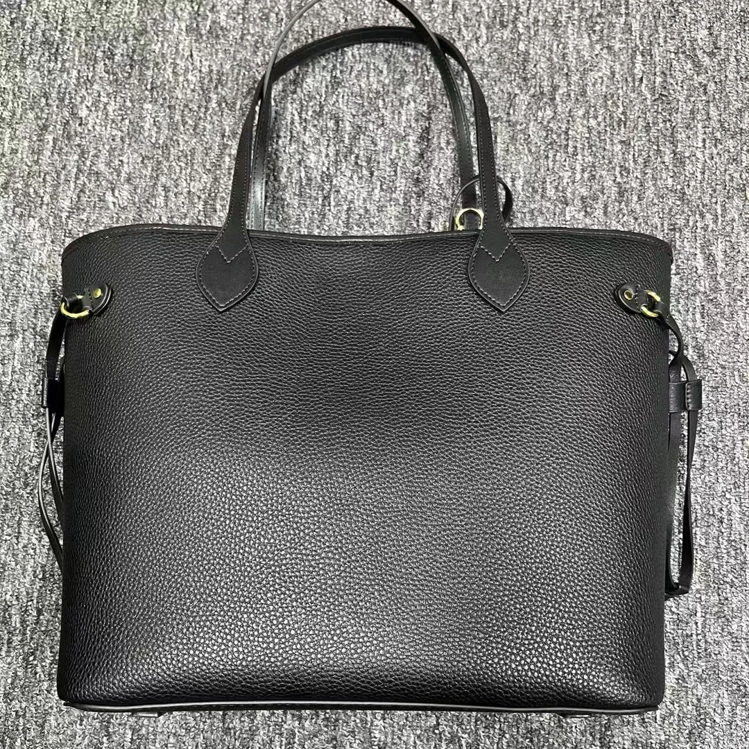 姝宴真皮女包大托特黑色