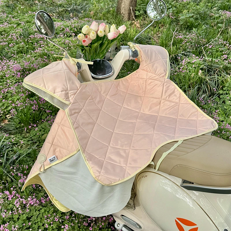 电动车挡风被夏季薄款拼色遮阳防晒隔热透气电瓶摩托车通用防风罩