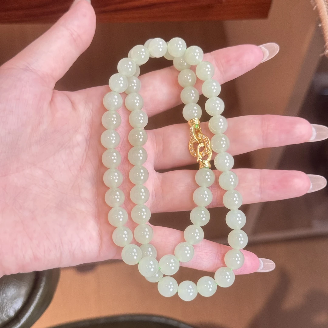 天然和田玉高冰晴项链8mm拍一发一z(多样性发货)