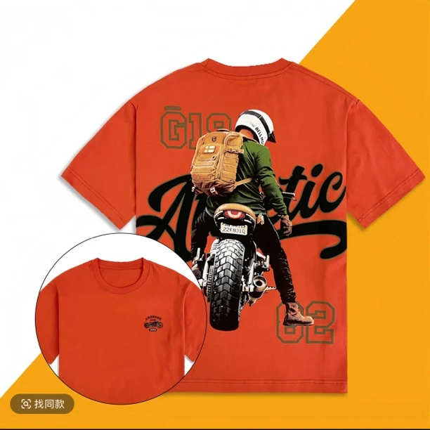 时尚新款男士春夏潮牌高级机车短袖百搭休闲青年T恤高档半袖上衣