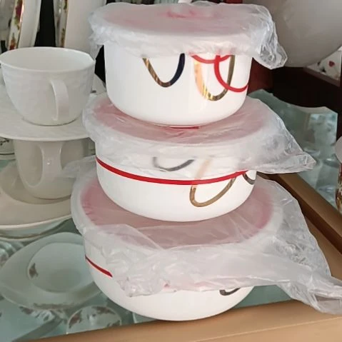 鸿运骨质瓷三件套保鲜碗