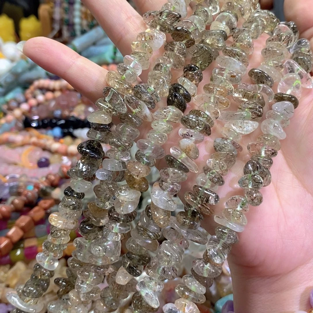 玛瑙/玉髓未镶嵌珠宝半成品碧发晶随型一条卡12mm