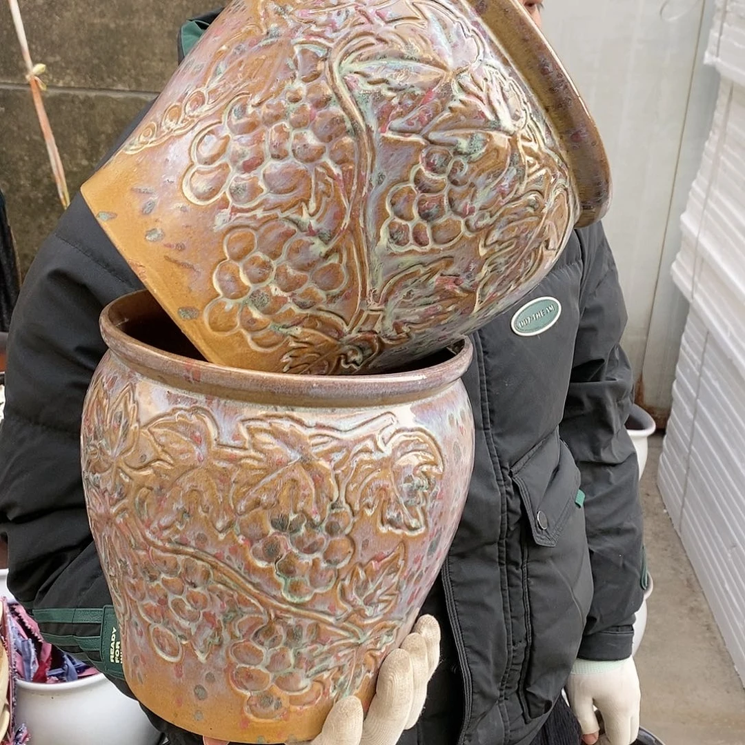 紫砂花盆瑕疵口20高20瑕疵