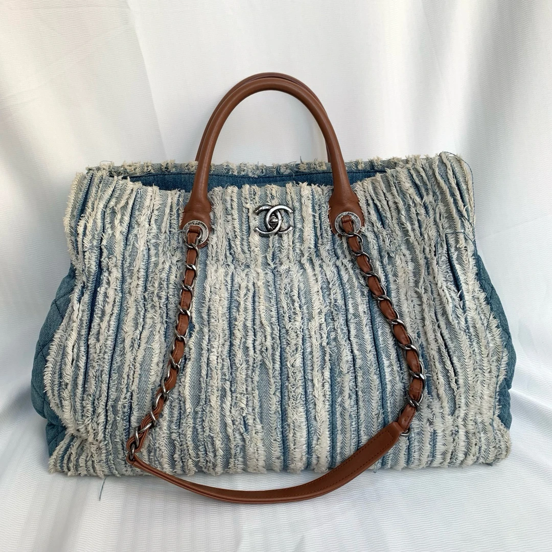 95新 Chanel/香奈儿 chanel 牛仔流苏碎布 托特 20开有卡 底长37
