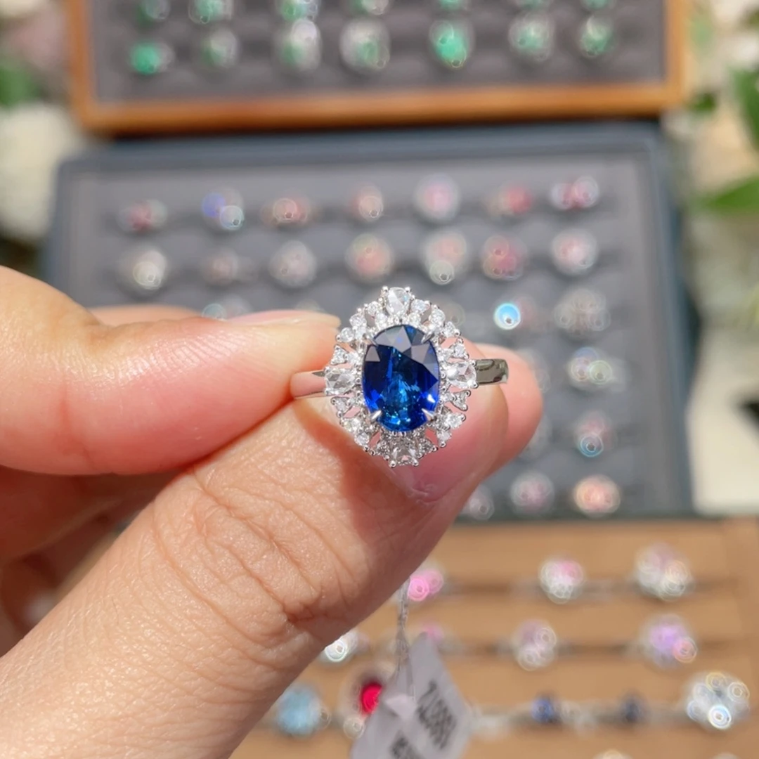 蓝宝石戒指18K金镶嵌1.53ct