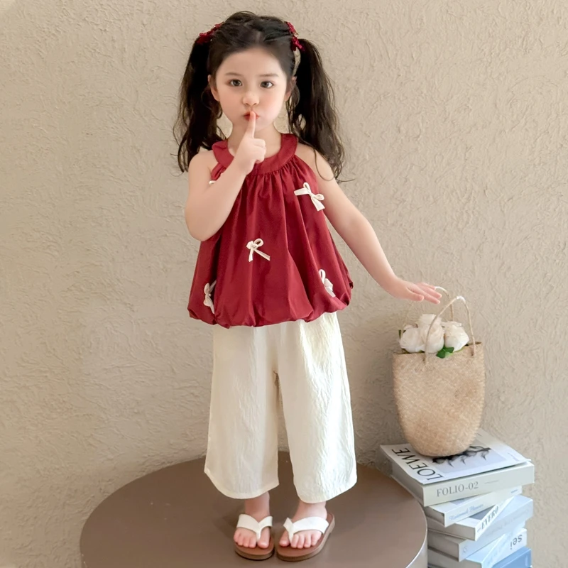 夏季女薄款套头休闲小童少女风套装夏装时尚娃娃衫外穿一粒扣女童