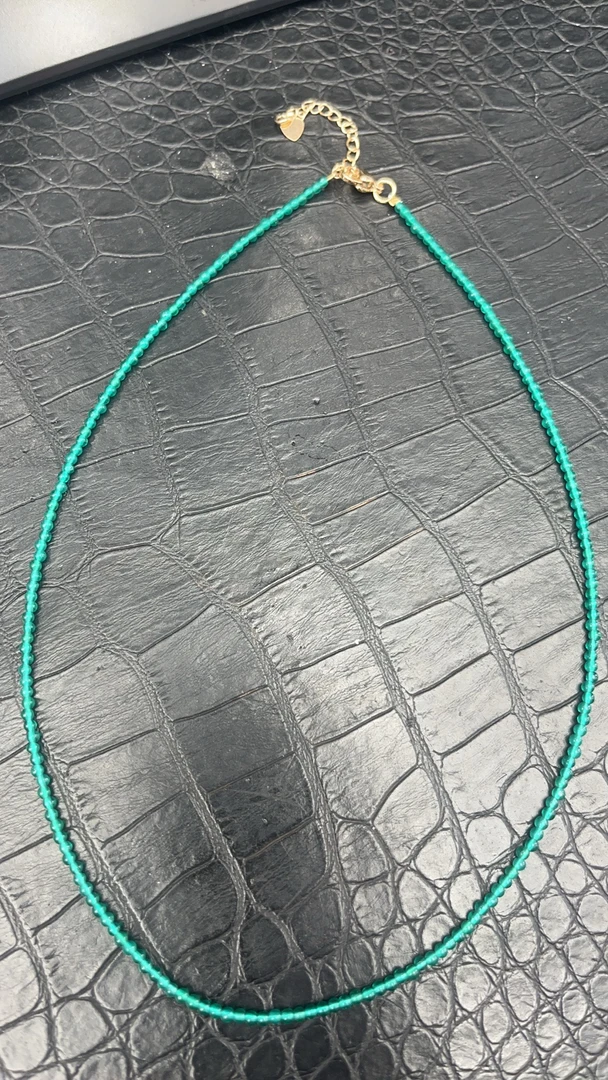 时尚美货 绿色2.5mm圆珠锁骨链
