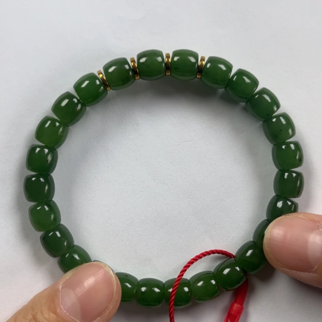 和田玉手链未镶嵌卡8直切珠宝级