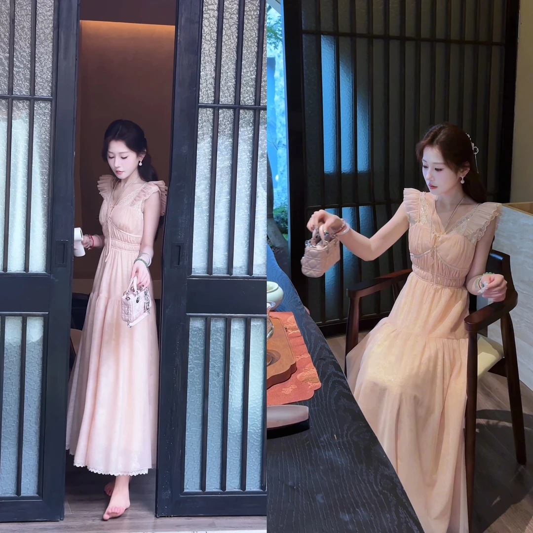 【婷婷】《玫瑰薄雾》超柔法兰网纱 4层裙摆连衣裙 NMM8X026【Q】