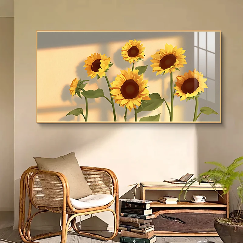 【银河】北欧ins风餐厅装饰画向日葵沙发背景墙挂画100*50