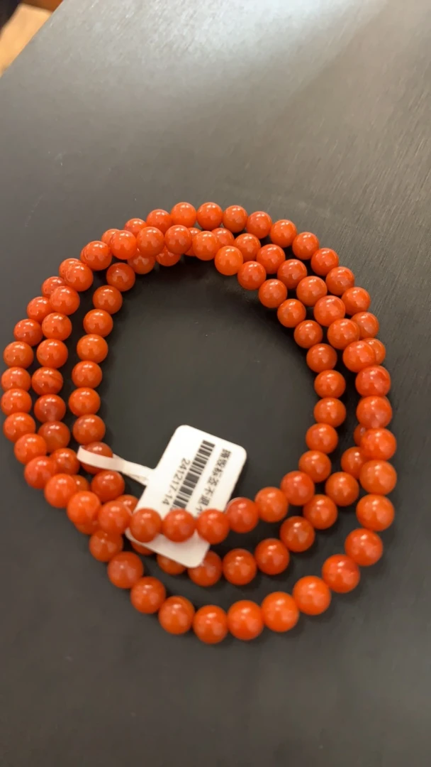 南红九口火焰纹柿子红多圈6mm+