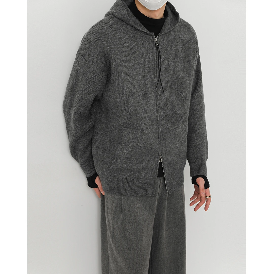 卓卓秋冬新款毛线衣韩版慵懒风连帽拉链针织开衫 男宽松毛衣外套