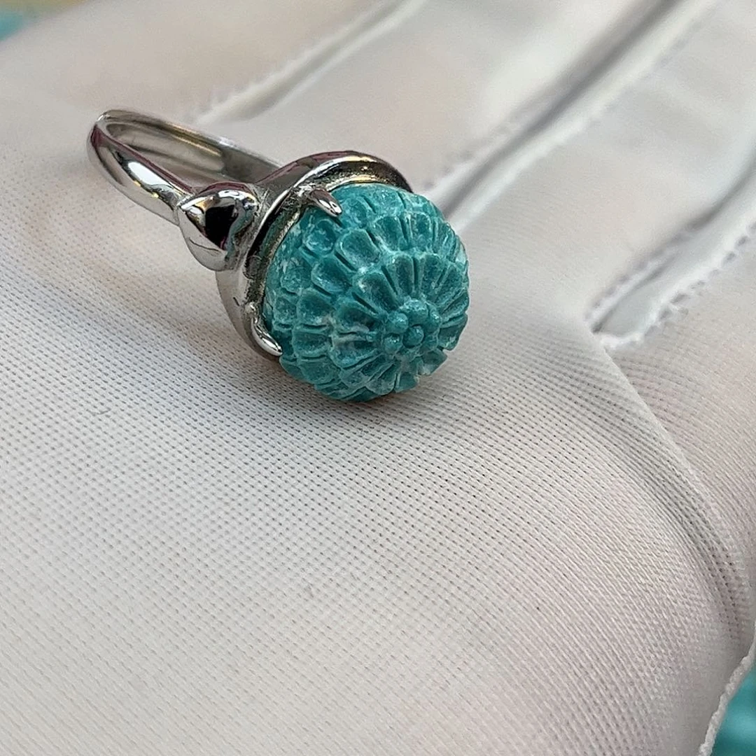 绿松石银S925镶嵌手链银镶嵌戒指活口戒指