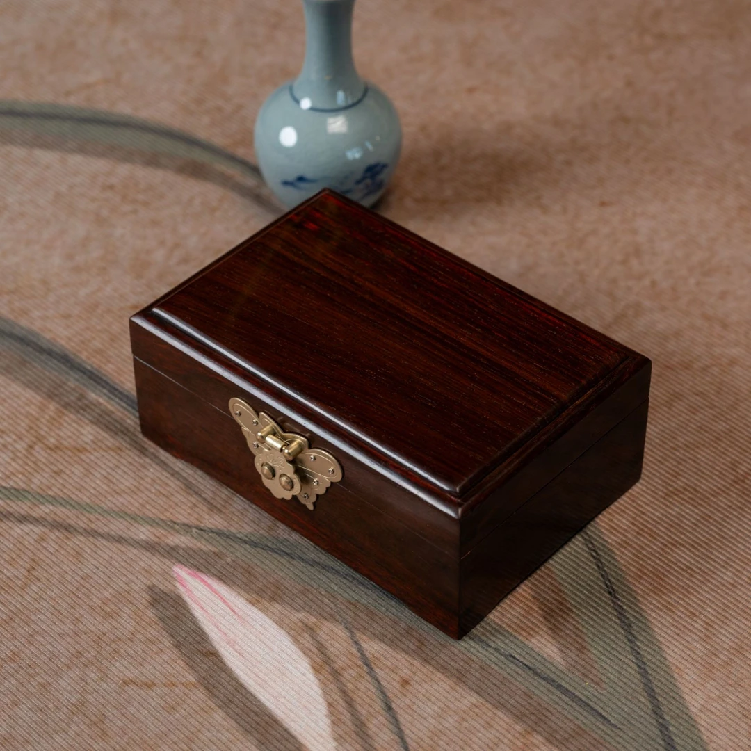 【大正製器】大红酸枝交趾黄檀全独板锦盒17*11.5*7