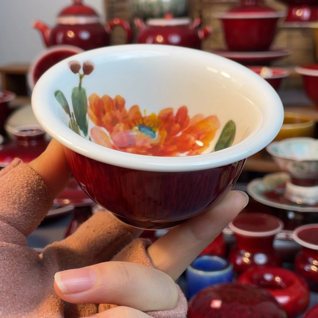 景德镇原矿陶瓷 压手 牡丹