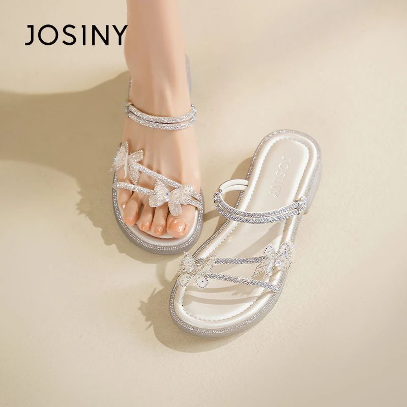 卓诗尼仙女风一字拖女2025夏季新款外穿软底百搭拖鞋5J1A41352