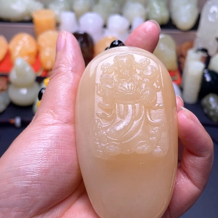 石材方解石手把件